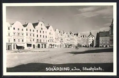 AK Schärding a. Inn, Stadtplatz mit Cafe