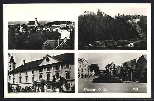 AK Eferding, Ortspanorama mit Kirche