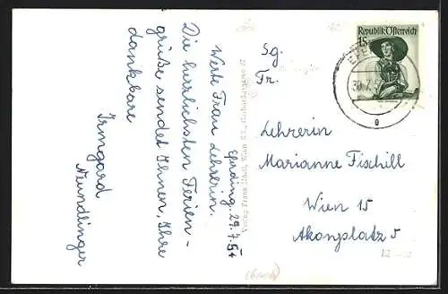 AK Eferding, Ortspanorama mit Kirche