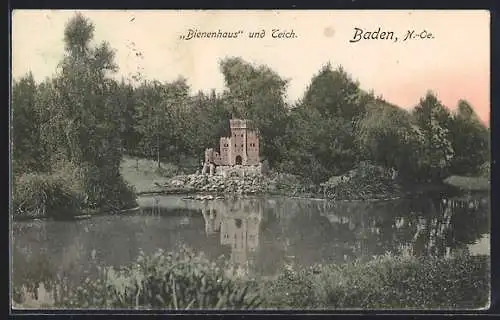 AK Baden /N.-Oe., Bienenhaus und Teich