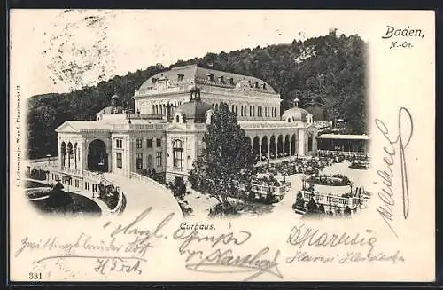Lithographie Baden, Blick auf das Curhaus
