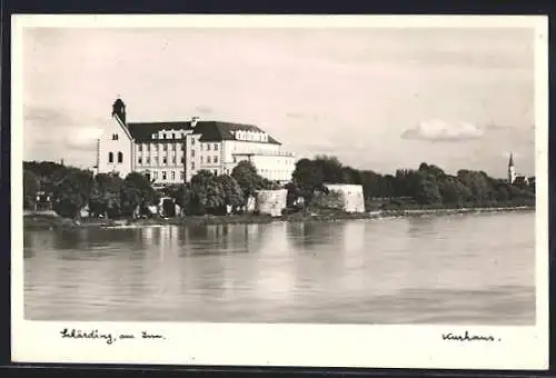 AK Schärding am Inn, Blick über den Fluss zum Kurhaus