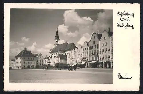 AK Schärding, Marktplatz mit Geschäften