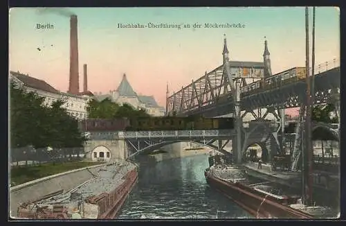 AK Berlin-Kreuzberg, Hochbahn-Überführung an der Möckernbrücke
