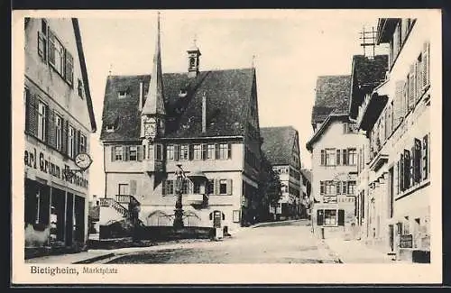 AK Bietigheim / Enz, Marktplatz mit Uhrmacher Carl Grimm