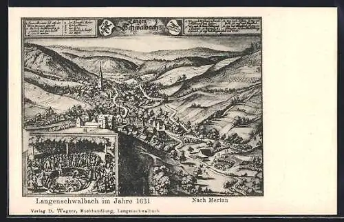 Künstler-AK Langenschwalbach, Langenschwalbach im Jahr 1631, nach Merian