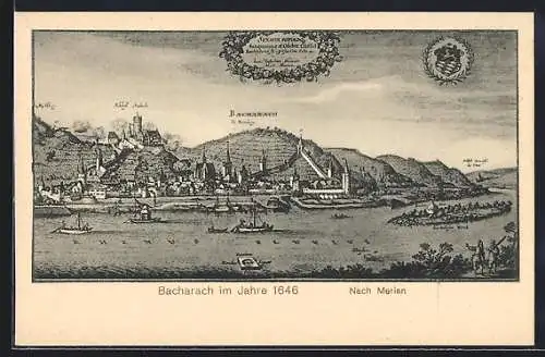 Künstler-AK Bacharach, Bacharach im Jahr 1646, nach Merian