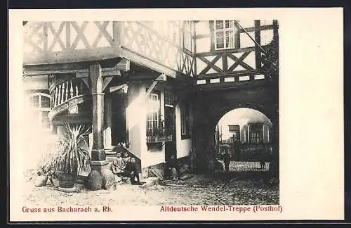 AK Bacharach a. Rh., Altdeutsche Wendel-Treppe (Posthof)