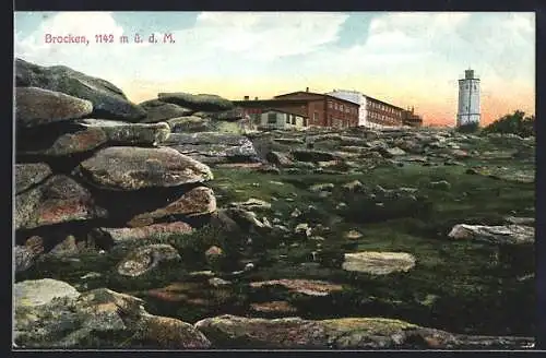 AK Brocken i. H., Blick auf Hotel und Turm