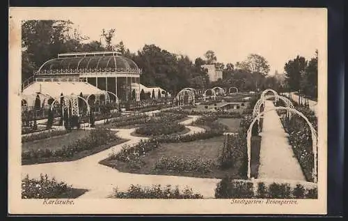 AK Karlsruhe, Rosengarten im Stadtgarten