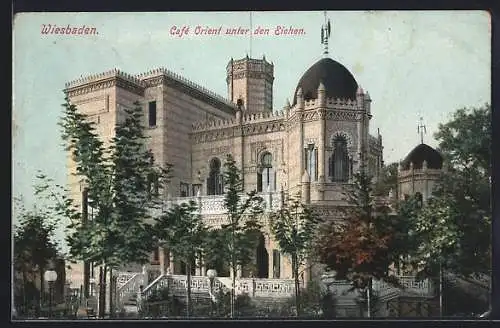 AK Wiesbaden, Café Orient unter den Eichen