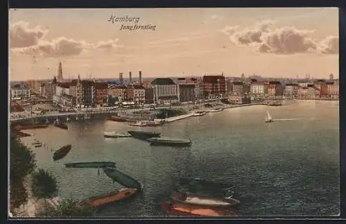 AK Hamburg-Neustadt, Abendstimmung am Jungfernstieg