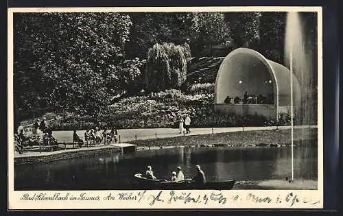 AK Bad Schwalbach im Taunus, Konzertmuschel am Weiher