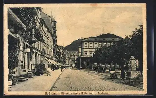 AK Bad Ems, Römerstrasse mit Kursaal und Kurhaus