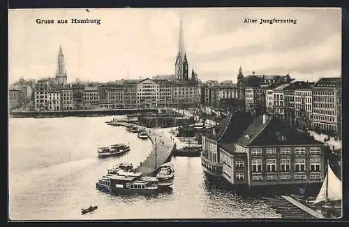 AK Hamburg-Neustadt, Alter Jungfernstieg, Dampfer