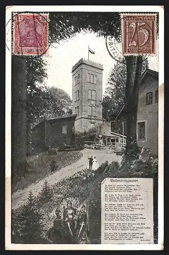 AK Neukirch /Lausitz, Turm auf dem Valtenberg, Gedicht Valtenbergzauber