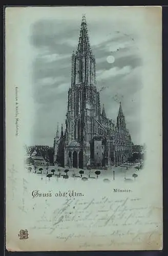 Mondschein-AK Ulm / Donau, Das Münster