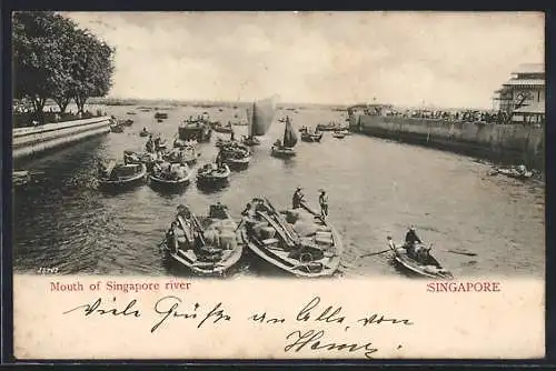 AK Mouth of Singapore River, Ortsansicht mit Booten