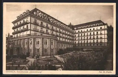 AK Krynica, Sanatorium Löwenburg mit Anlagen