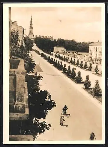 AK Tschenstochau, Allee mit Paulinerkloster