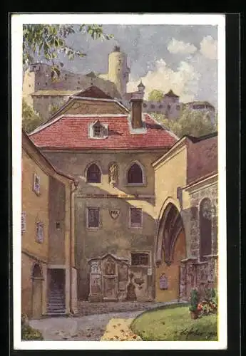 Künstler-AK E.F. Hofecker: Salzburg, im Hinterhof