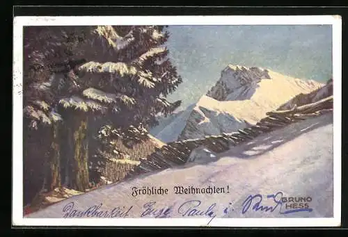 Künstler-AK Bruno Hess: Kitzbühel, Gaistein im Winter