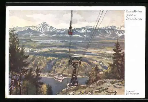 Künstler-AK Eduard Manhart: Kanzelbahn über dem Ossiachersee