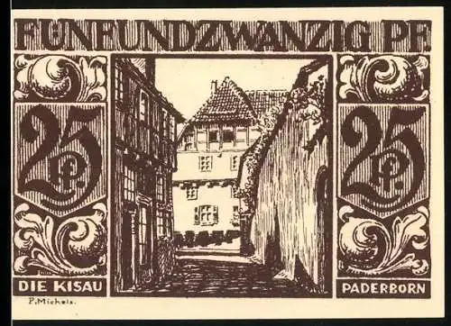 Notgeld Paderborn, 1921, 25 Pf, Die Kisau - Stadtsparkasse Paderborn, 10. November 1921, gültig bis 4 Monate