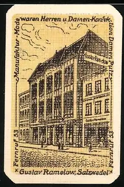 Notgeld Salzwedel 1921, 25 Pfennig, Gustav Ramelow Manufaktur Modewaren Herren u. Damen-Konfektion