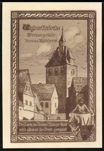 Notgeld Allstedt, 1921, 50 Pfennig, Wipertikirche und historische Figuren Lothar & Heinrich IV.