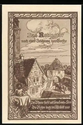 Notgeld Allstedt, 50 Pfennig, Das Rohnetor nach einer Zeichnung von Goethe, Philipp & Heinrich IV.
