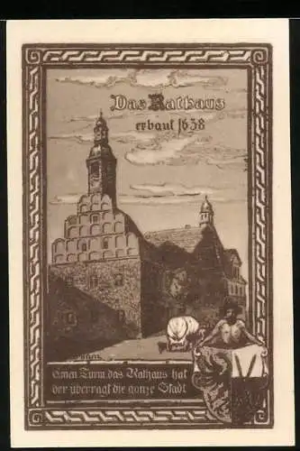 Notgeld Allstedt 1921, 50 Pfennig, Rathaus erbaut 1538 und tausendjährige Stadt, Konrad III. & Friedrich I.