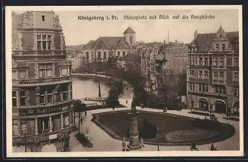 AK Königsberg, Münzplatz mit Blick auf die Burgkirche