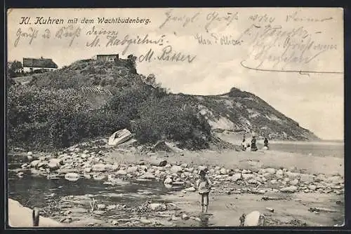 AK Kl. Kuhren, Blick vom Strand auf den Wachtbudenberg