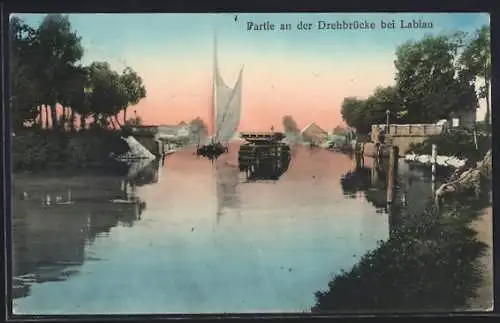 AK Labiau, Partie an der Drehbrücke