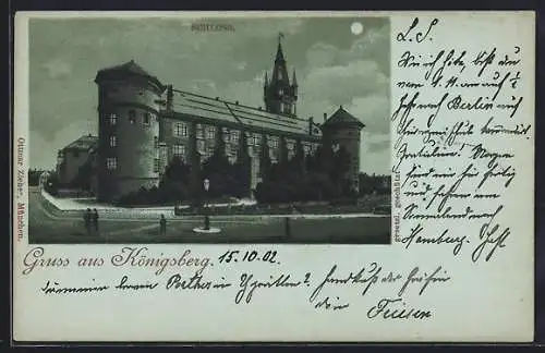 Mondschein-Lithographie Königsberg, Schloss