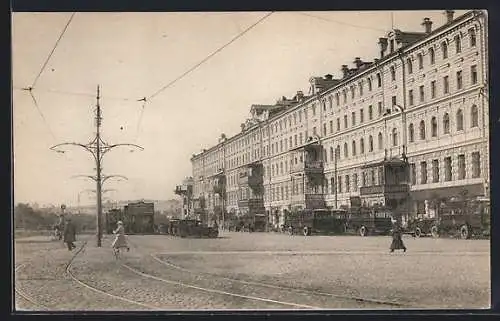 AK Moskau, Panorama, Strassenbahn