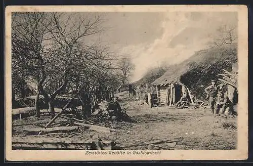 AK Gostilowitschi, Zerstörtes Gehöft