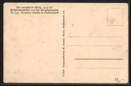 AK Gostilowitschi, Zerstörtes Gehöft