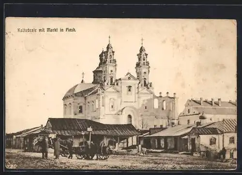 AK Pinsk, Kathedrale mit Markt