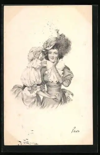 Künstler-AK M. Munk: Zwei junge Damen im vertrauten Gespräch