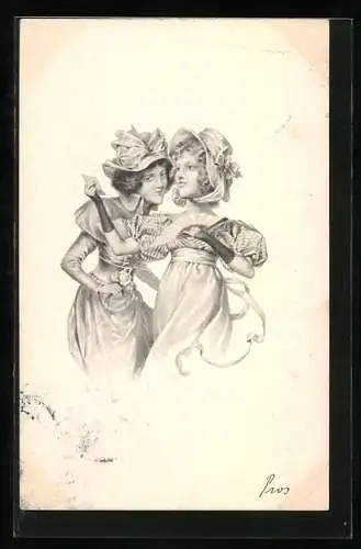 Künstler-AK M. Munk: Zwei junge Damen lesen einen Brief
