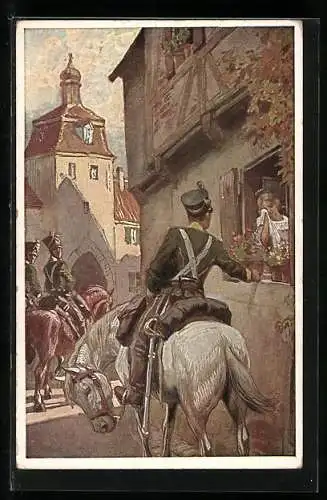 Künstler-AK P. Hey: Es ritten drei Reiter zum Tore hinaus