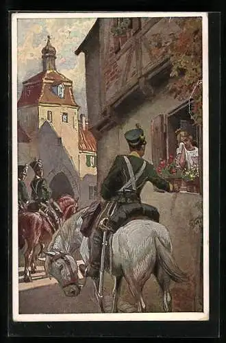 Künstler-AK P. Hey: Es ritten drei Reiter zum Tore hinaus