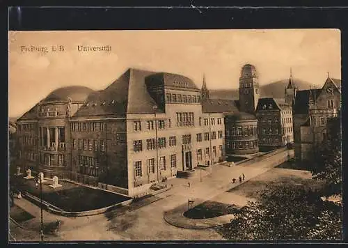 AK Freiburg i. B., Universität mit Strassenpartie