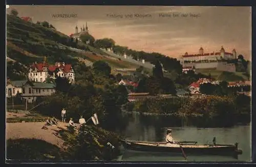 AK Würzburg, Festung und Käppele, Partie an der Insel
