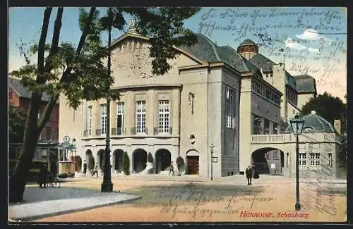 AK Hannover, Schauburg mit Strassenbahn