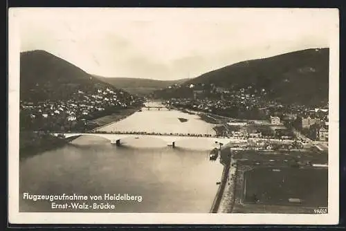 AK Heidelberg / Neckar, Teilansicht mit Ernst-Walz-Brücke, Fliegeraufnahme