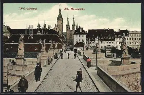 AK Würzburg, Partie auf der alten Mainbrücke