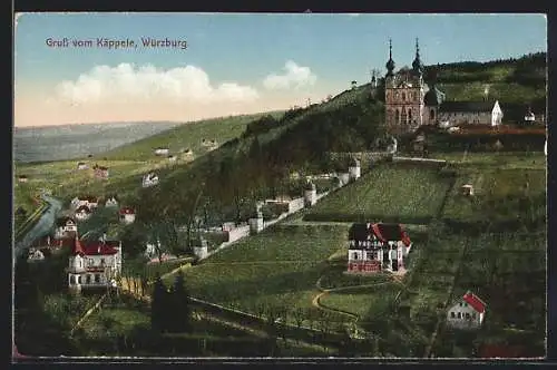 AK Würzburg, Panorama mit Käppele
